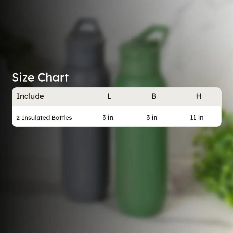 Sleek Sip Hot & Cold Thermos Water Bottle (Grey & Green, 630 mL Each) - Set Of Two media 5