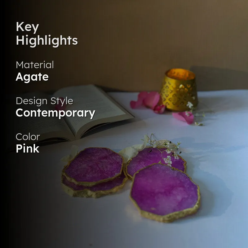 Celeste Handcrafted Crystal Agate Coaster (Pink) - Set Of Four media 2