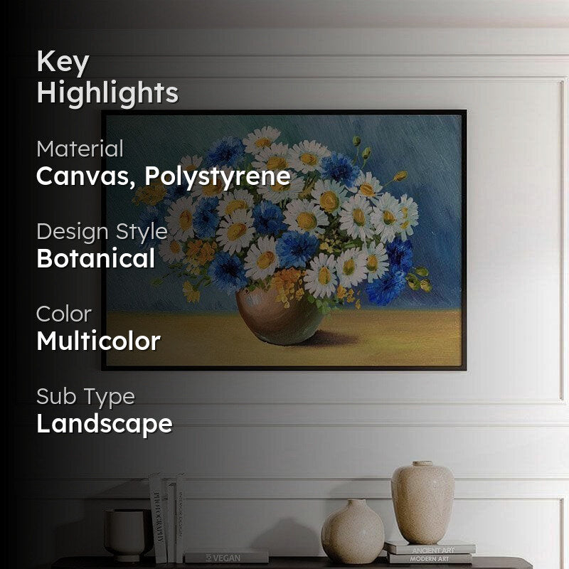 Bouquet Of Spring Canvas Wall Painting - Black Frame media 2