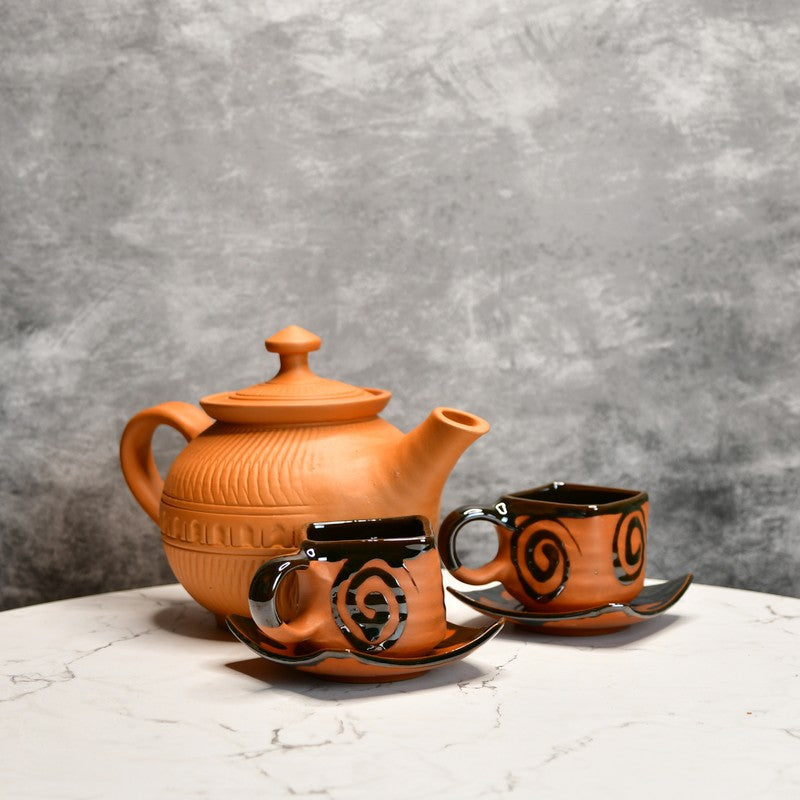 Rustic Ritual Terracotta Tea Set & Tea Pots - Three Piece Set