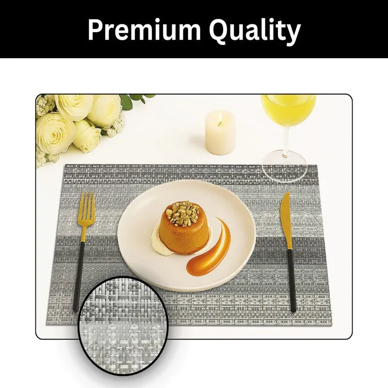 Lioren Silver Rectangle PVC Table Mats - Set Of Four media 5