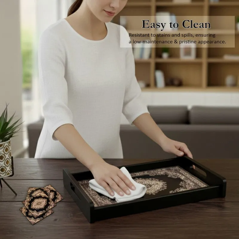 Opulen Serving Tray with 4 Coasters - Five Piece Set media 4