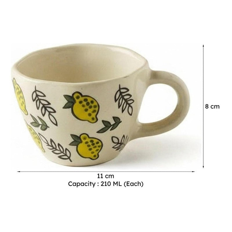 Lemony Ceramic Tea Cup (210 mL Each) -  Set of Four media 8