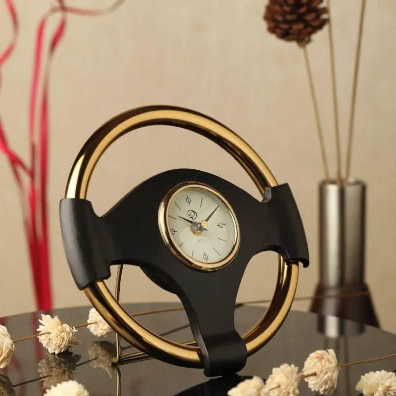 Vintage Steer Table Clock - Gold media 1