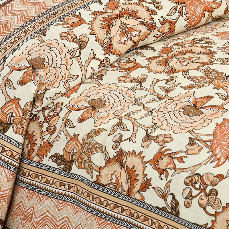 Yukta Printed  Cotton Bedsheet (Orange) - 160 TC media 3