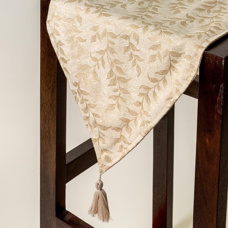 Elle Leafsy Jacquard Table Runner - Beige media 3