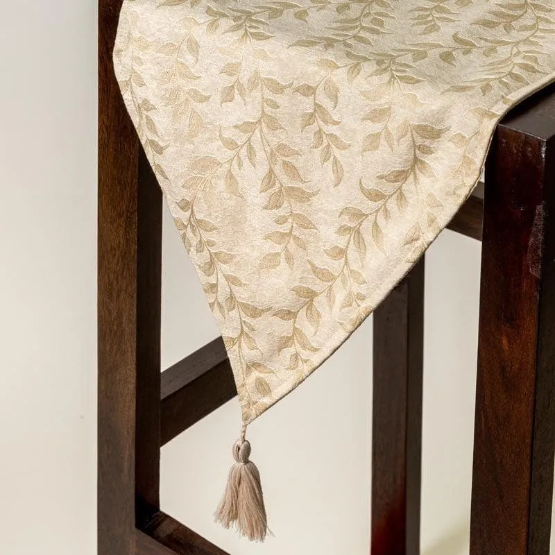 Elle Leafsy Jacquard Table Runner - Beige media 3