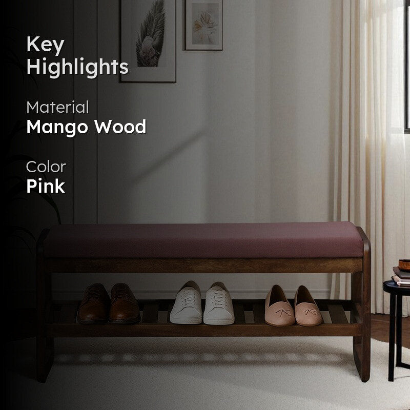 Tread Mango Wood Shoe Rack - Pink media 2