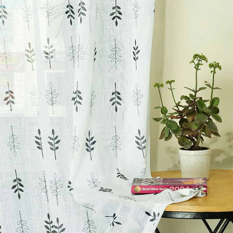 Elarie Linen Texture Sheer Curtain - Set Of Two media 4