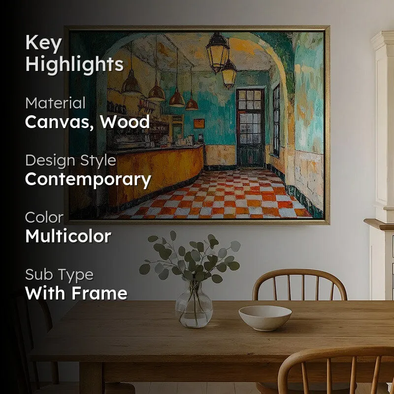Cozy Bistro Canvas Wall Painting With Frame media 2