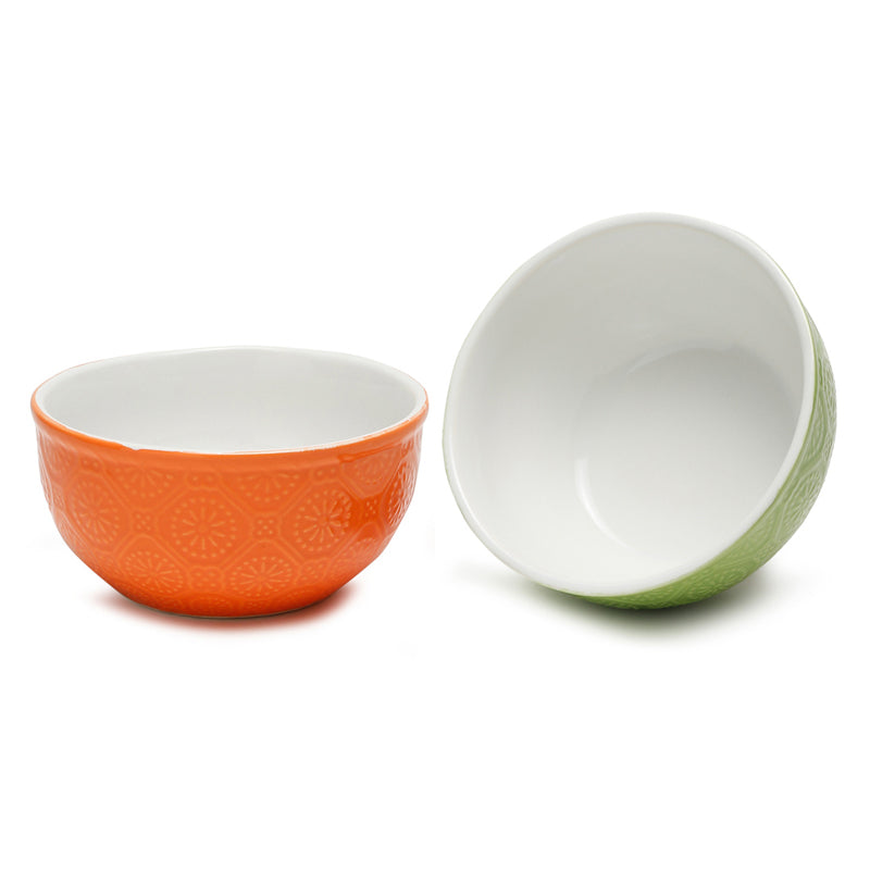 Cuppa Serving Bowl (Green,Orange,600 mL) - Set Of Two media 4