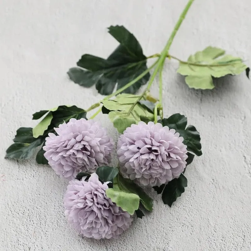 Hortensia Chrysanthemum Silk Floral Stick - Purple media 5