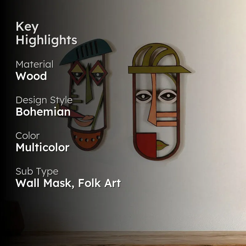 Bhusha Mask Wooden Wall Accent - Set of Two media 2