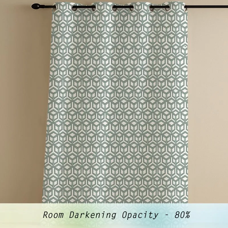 Soft Angles Cotton Curtains - Set Of Three media 3