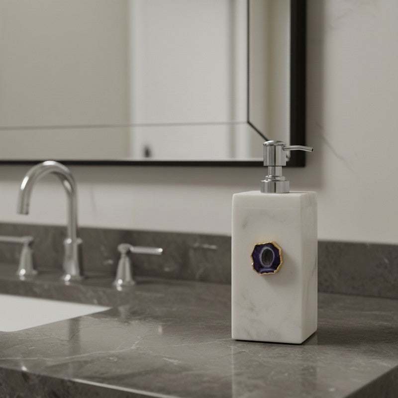 Kade Handcrafted Agate & Marble Soap Dispenser - Purple media 2