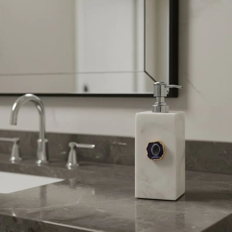 Kade Handcrafted Agate & Marble Soap Dispenser - Purple media 2