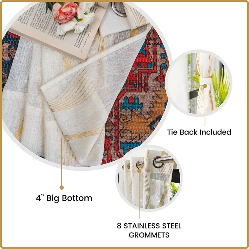 Urban Space Pampas Gold Foil Printed Curtain - Set Of Two media 5
