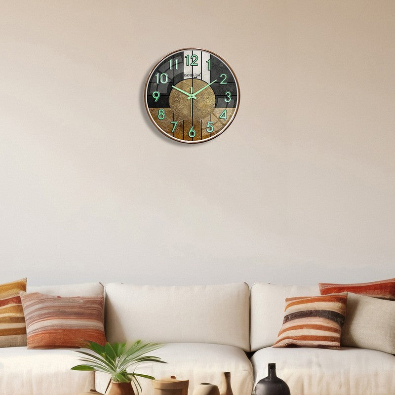 Oaklyn Round Modern Plastic Wall Clock - Black & Beige