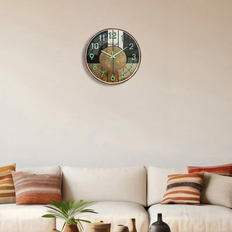 Oaklyn Round Modern Plastic Wall Clock - Black & Beige media 1