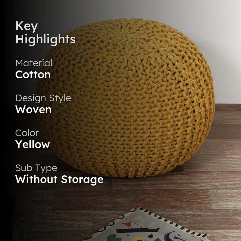 Cuna Cotton Pouffe - Mustard media 2