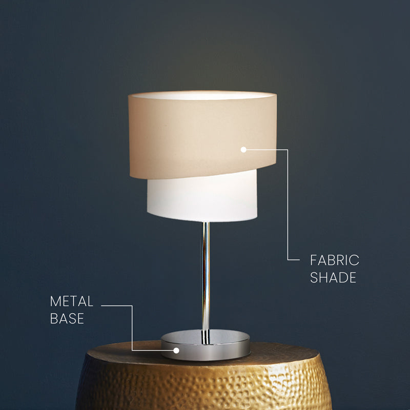 Stellar Lady Metal LED Fabric Table Lamp - Ivory,Beige media 4
