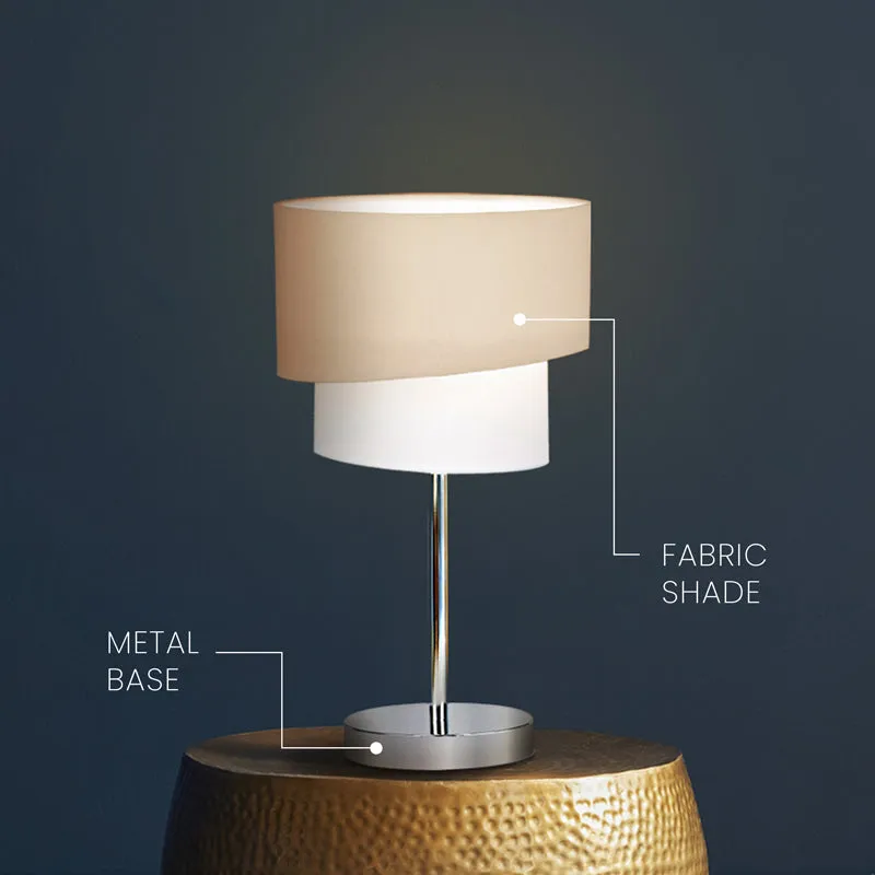 Stellar Lady Metal LED Fabric Table Lamp - Ivory,Beige media 4