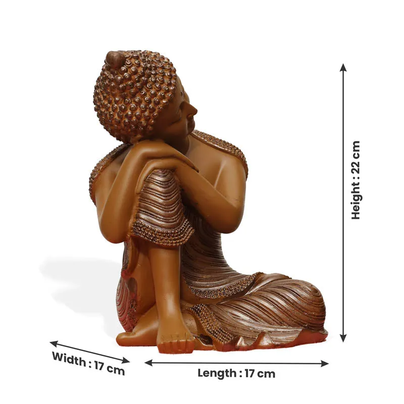 Zen Resting Buddha Showpiece - Brown media 7