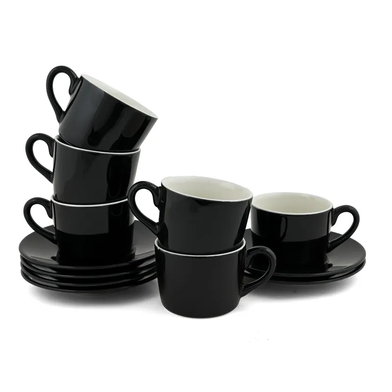 MochaMuse Cup & Saucer (Black/190 mL Each) - Set of Six - 4
