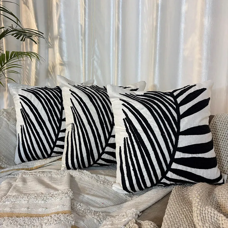 Noir Botanica Tufted Cushion Cover (Black & White) - Set Of Three media 1