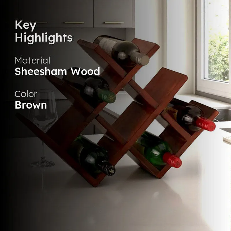 Xverox Sheesham Wooden Wine Rack - Red media 2