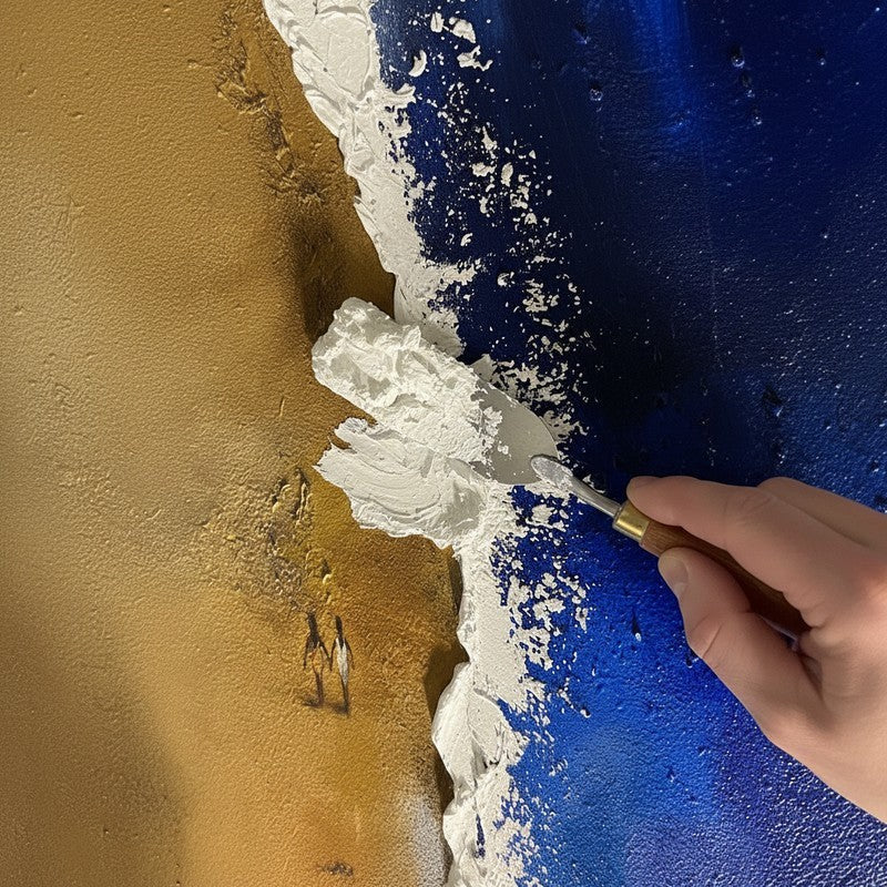 Coastal Drift Handmade Canvas Wall Painting media 6