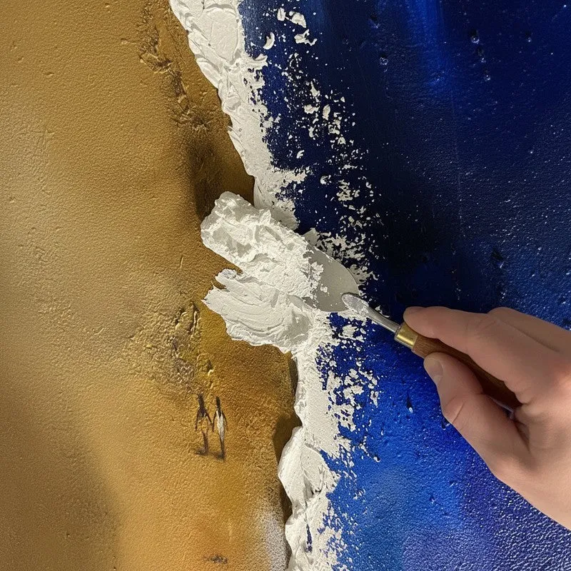 Coastal Drift Handmade Canvas Wall Painting media 6