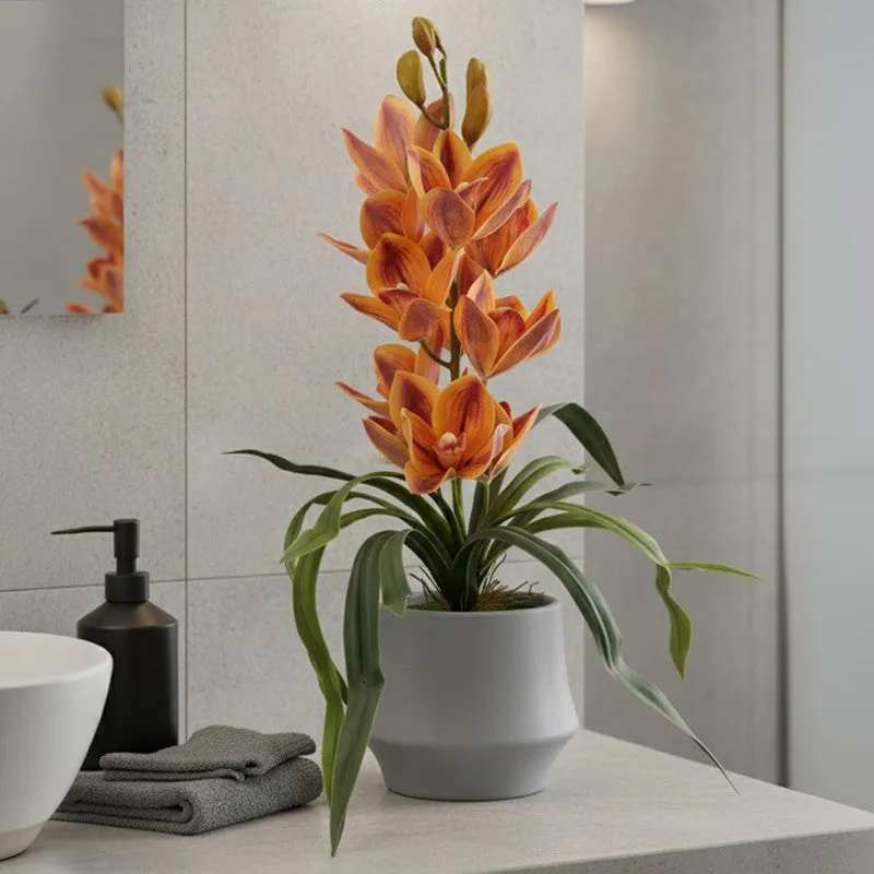 AarviDecor Golden Orchid Silk Artificial Plants media 5