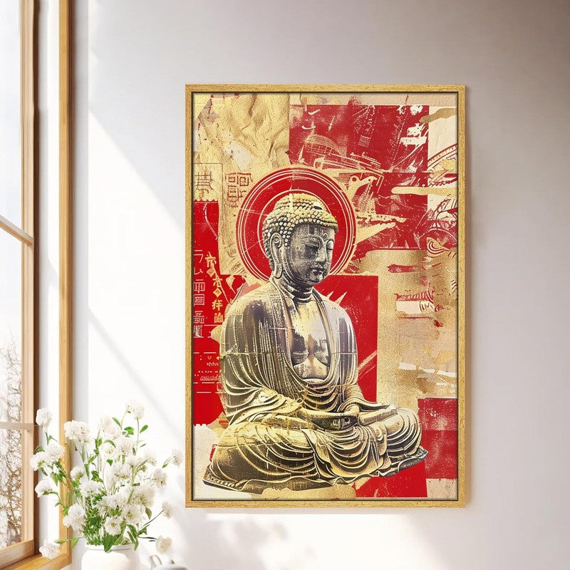 Crimson Buddha Wall Art With Frame