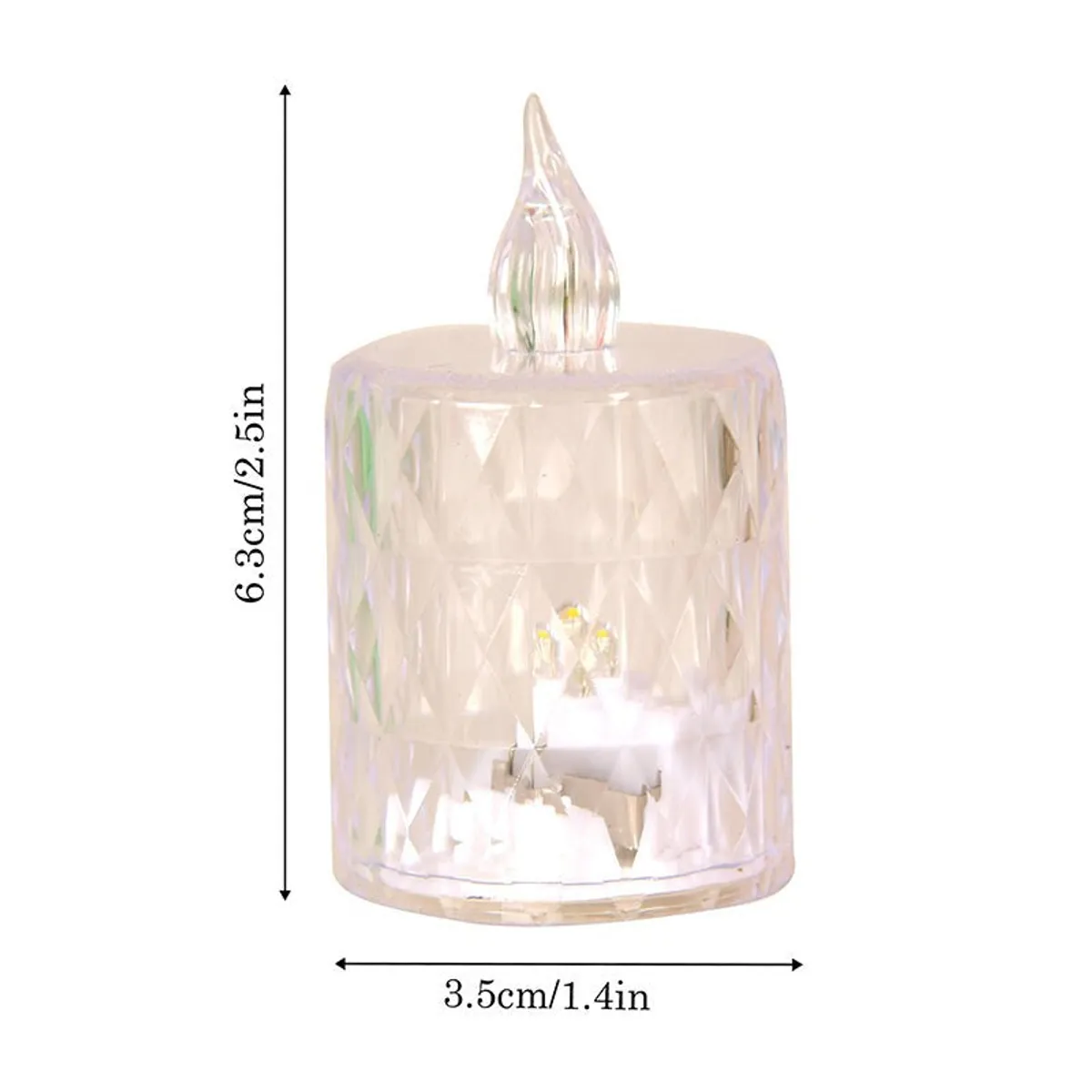 Single candle holder shown with height and width markings