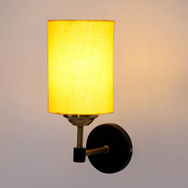 Sienna Sleek Steel & Cotton Wall Lamp - Yellow media 4