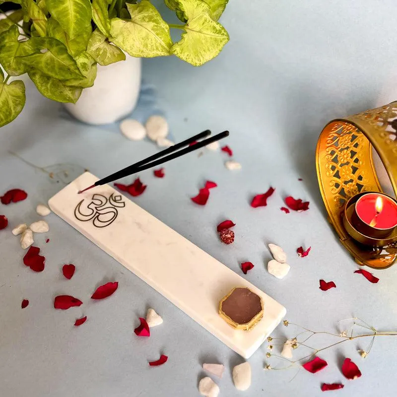 Om Incense Holder With Rose Quatrz Plating - Pink media 4
