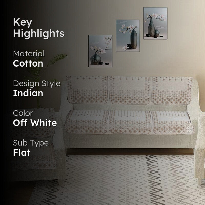 Emsy Cotton Sofa Cover - Off White media 2