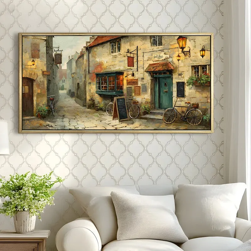 Sunlit European Narrow Street Wall Art media 3