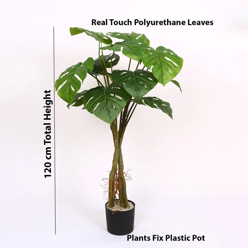 Monever Artificial Monstera With Black Plastic Pot - 3 Feet media 7
