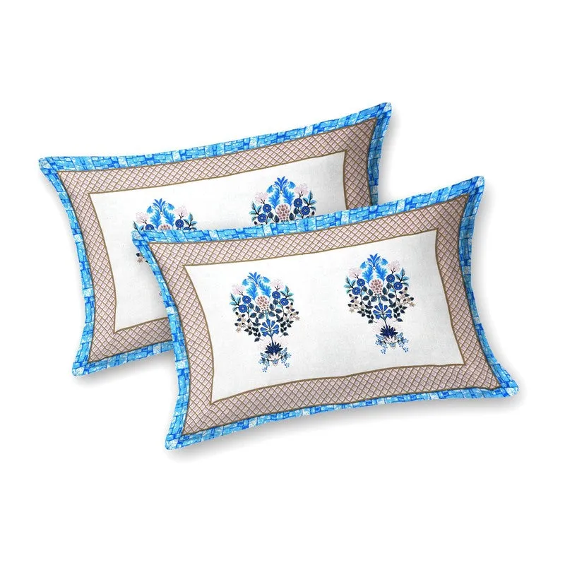 Royaly Cotton Bedsheet (Blue,White) - 240 TC media 4