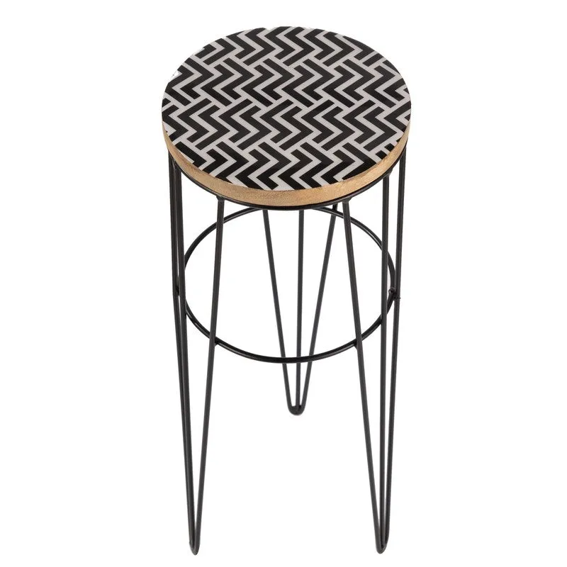Chevron Pattern Metal Side Table - Black media 5
