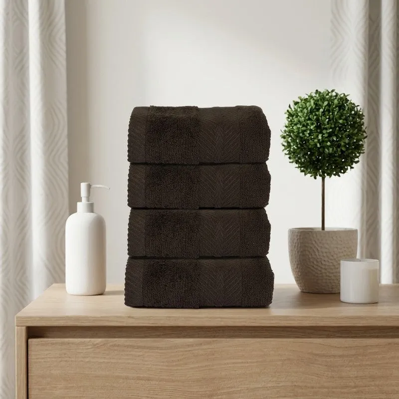 PlushAura Cotton Face Towel (Dark Brown) - Set Of Four media 1