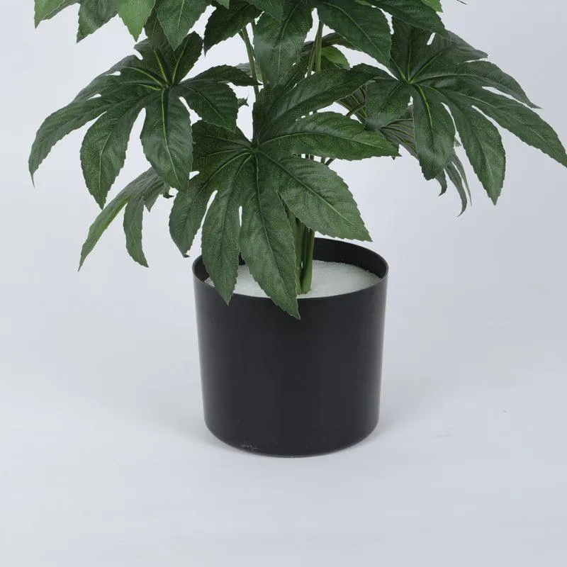 Faux Philodendron Silk Plant With Black Plastic Pot - 2.13 ft media 6