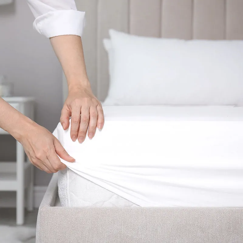 Maison Fitted Solid Cotton Bedsheet (White) - 400 TC media 6