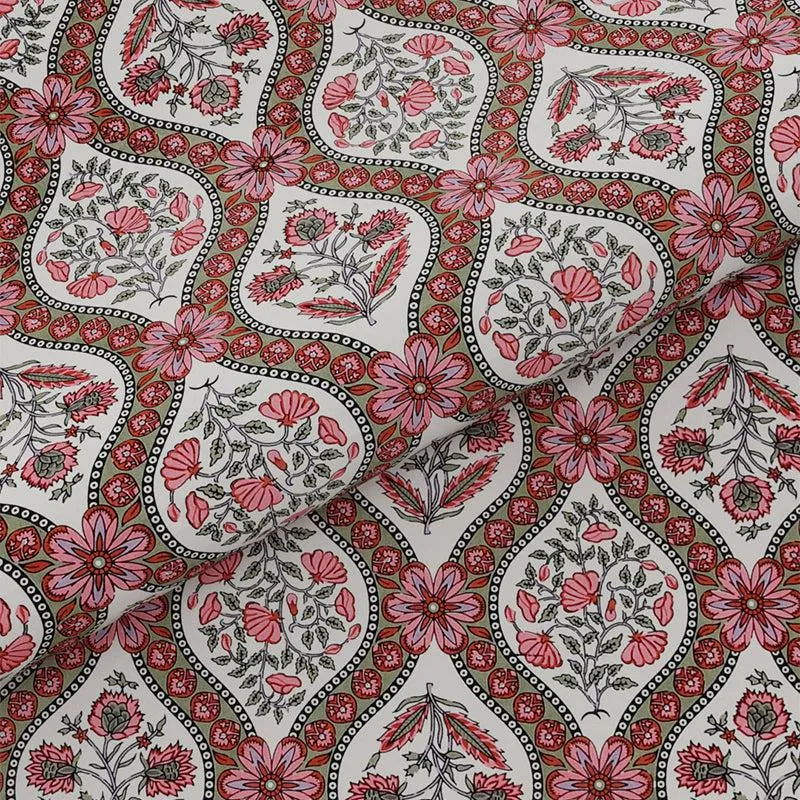 Kirthi Printed Cotton Bedsheet (Red) - 240 TC media 5