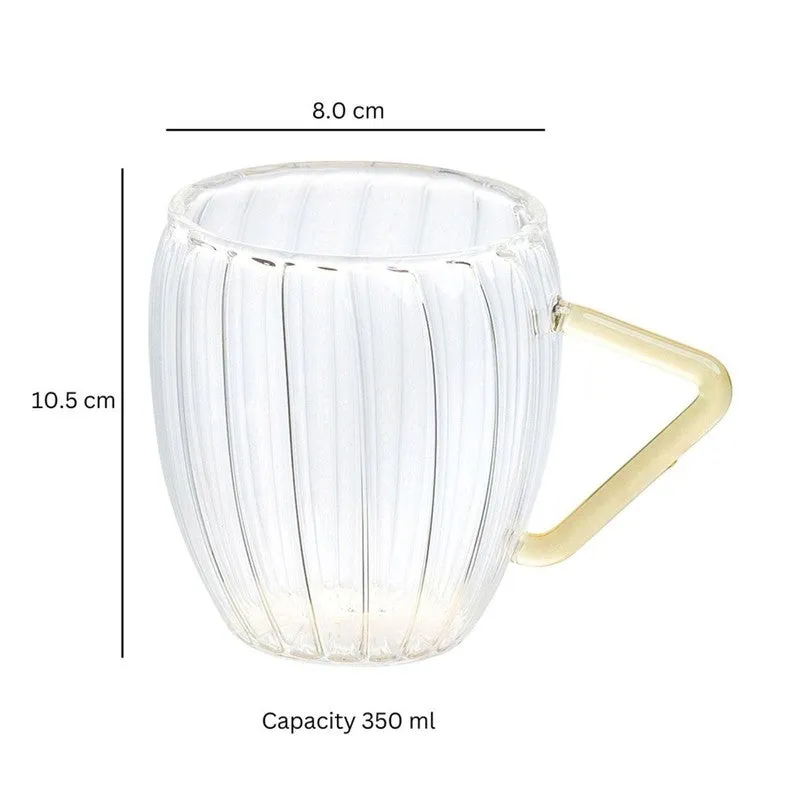 Stellar Borosilicate Glass Coffee Mug (350 mL Each) - Set Of Two media 6