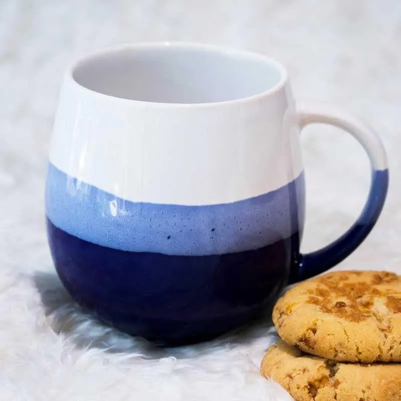 Wave Stoneware Coffee Mug (440 mL Each/Blue) - Set of Two media 4