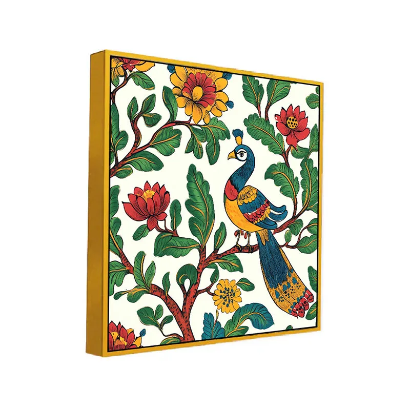 Mayoorakala Canvas Wall Painting With Frame - Gold media 3