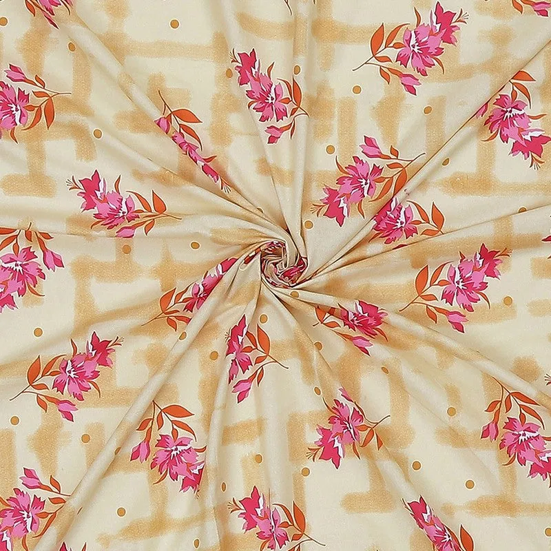 Monte Carlo Bloom Bliss Cotton Bedsheet (Yellow,Pink) - 104 TC media 9